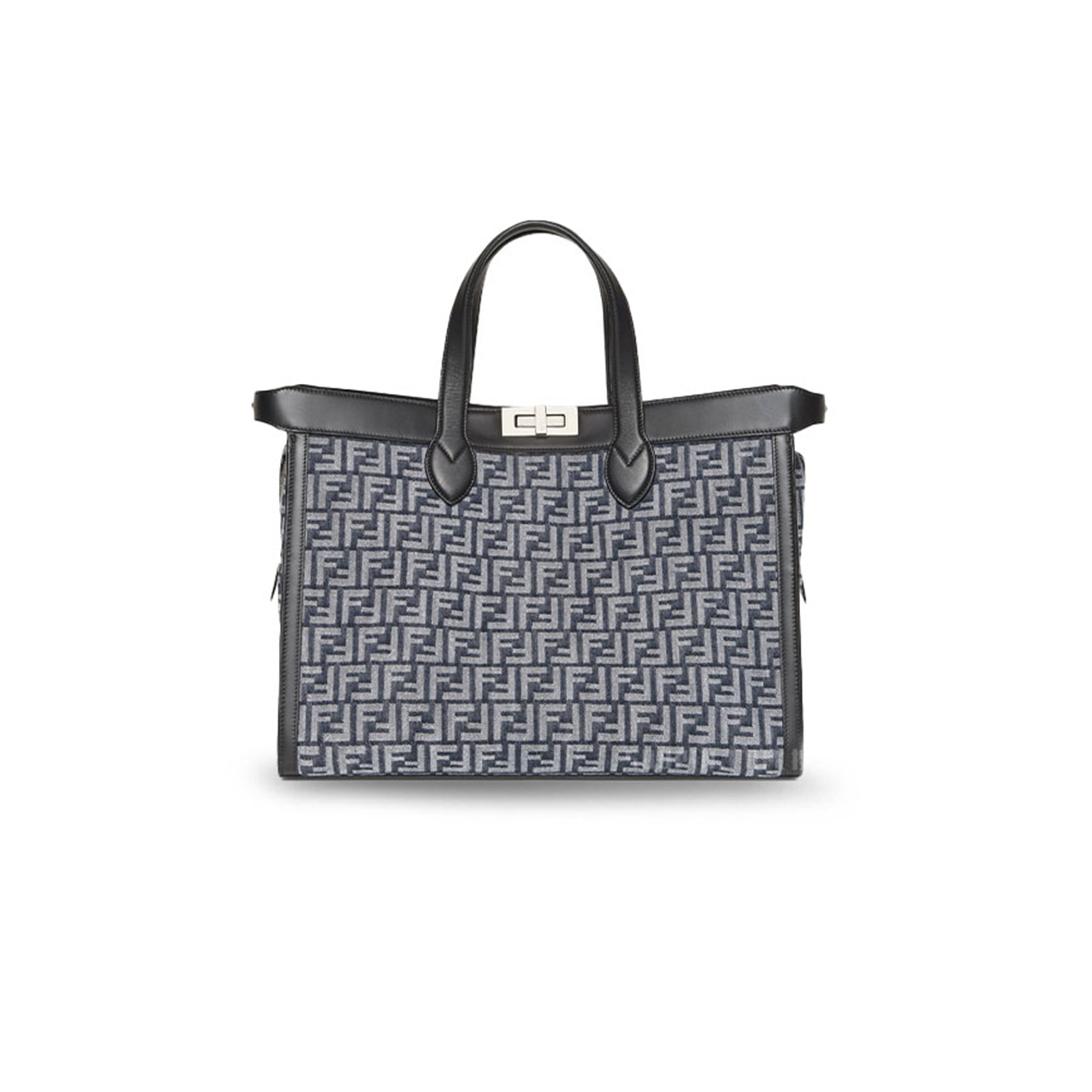 FENDI PEEKABOO ISEEU FORTY8 HANDBAG BLUE FF DENIM HANDBAG 7VA566AMA8F1KAC (41*29.5*16cm)